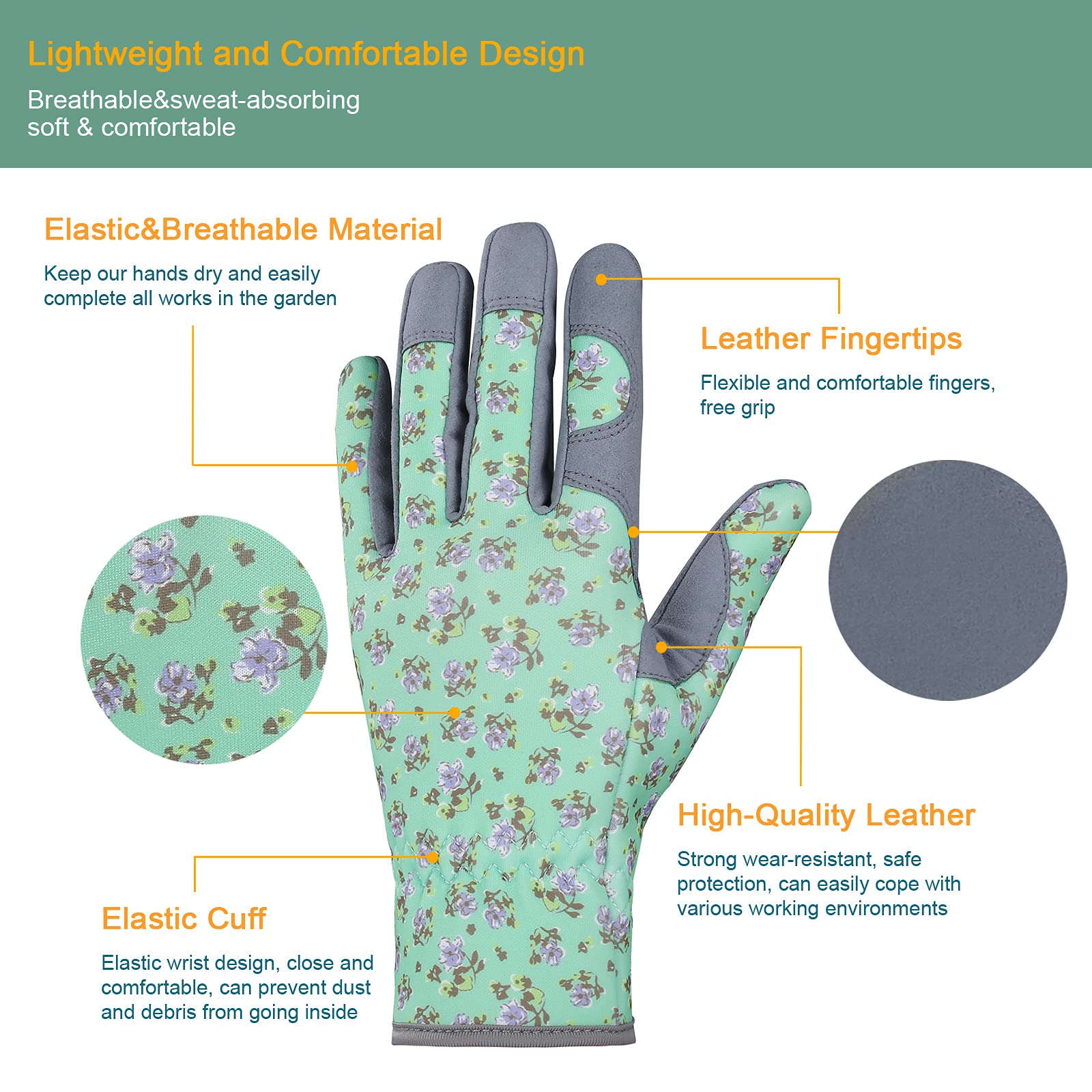 Bamllum gloves in durable microfiber leather protect hands during tough garden tasks.