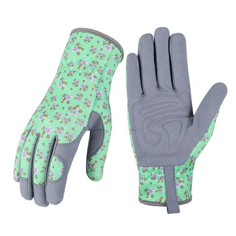 Bamllum Leather Gardening Gloves for Women, palm grip for steady pruning and digging.