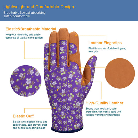 Bamllum gloves in purple demonstrate grip-focused shot for easier digging and weeding.