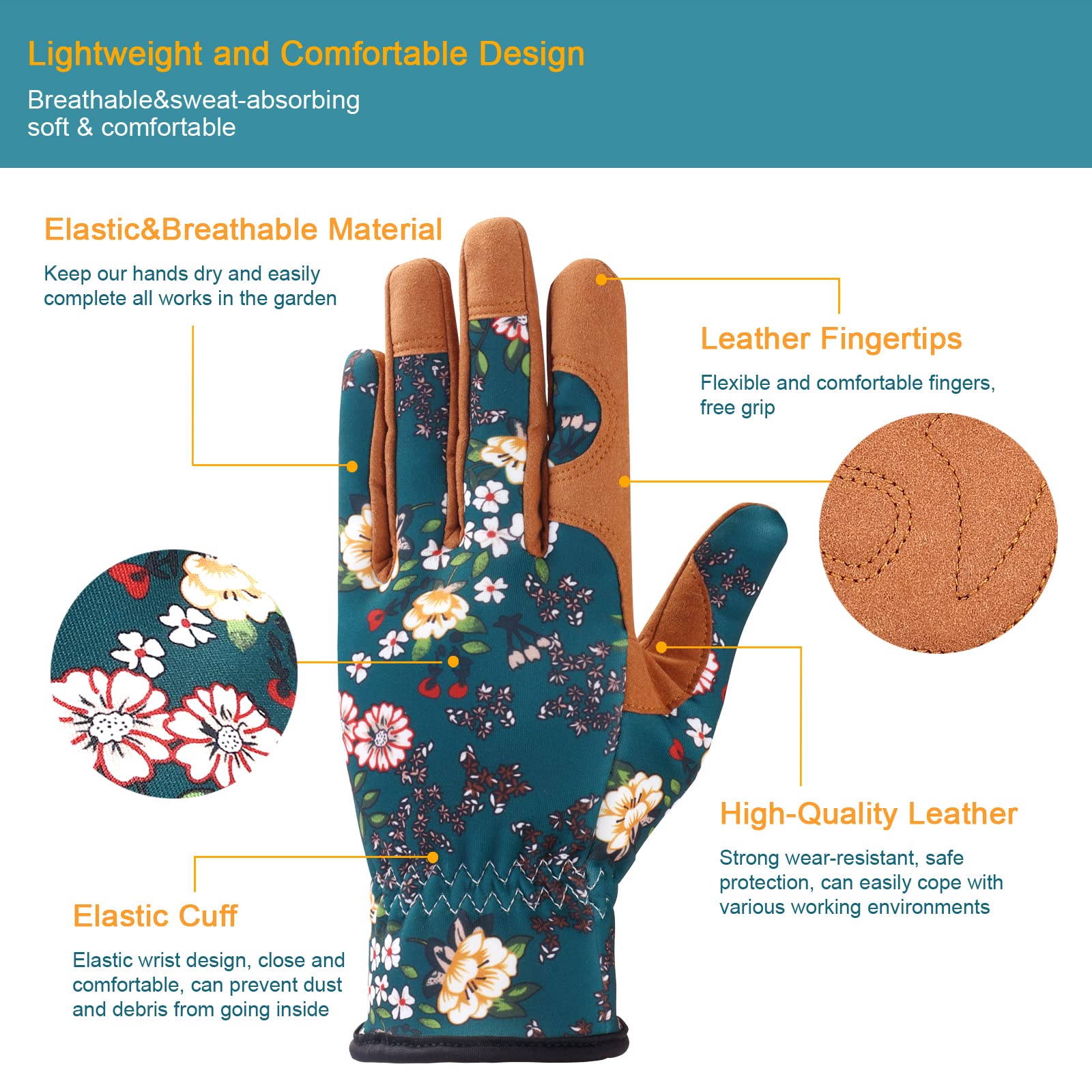 Bamllum glove back shows breathable fabric for cool hands