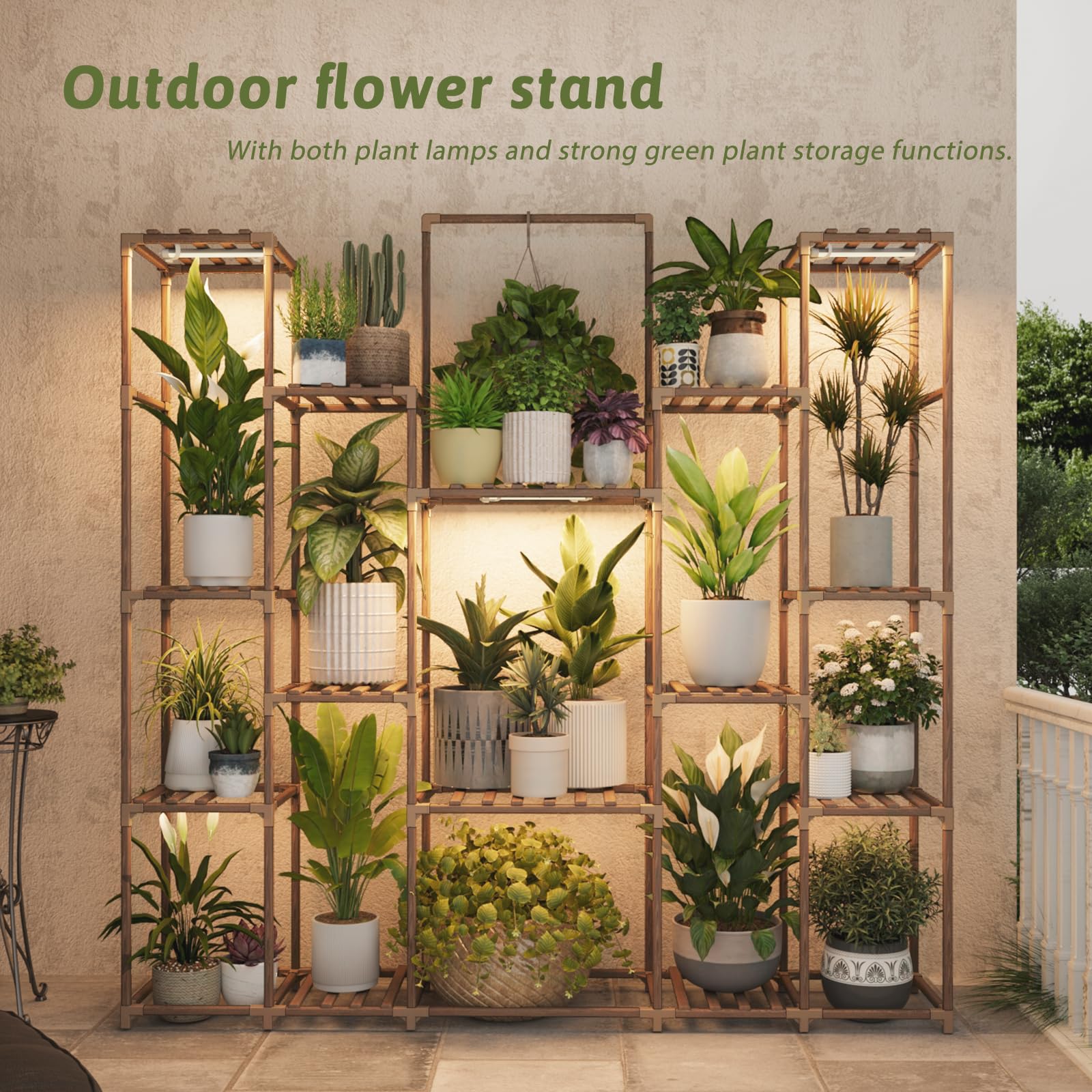 Bamworld 17-tray solid wood shelf with ample space for thriving plants