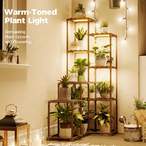 Bamworld corner plant stand, 54.7 inches tall, ideal for vertical plant displays.