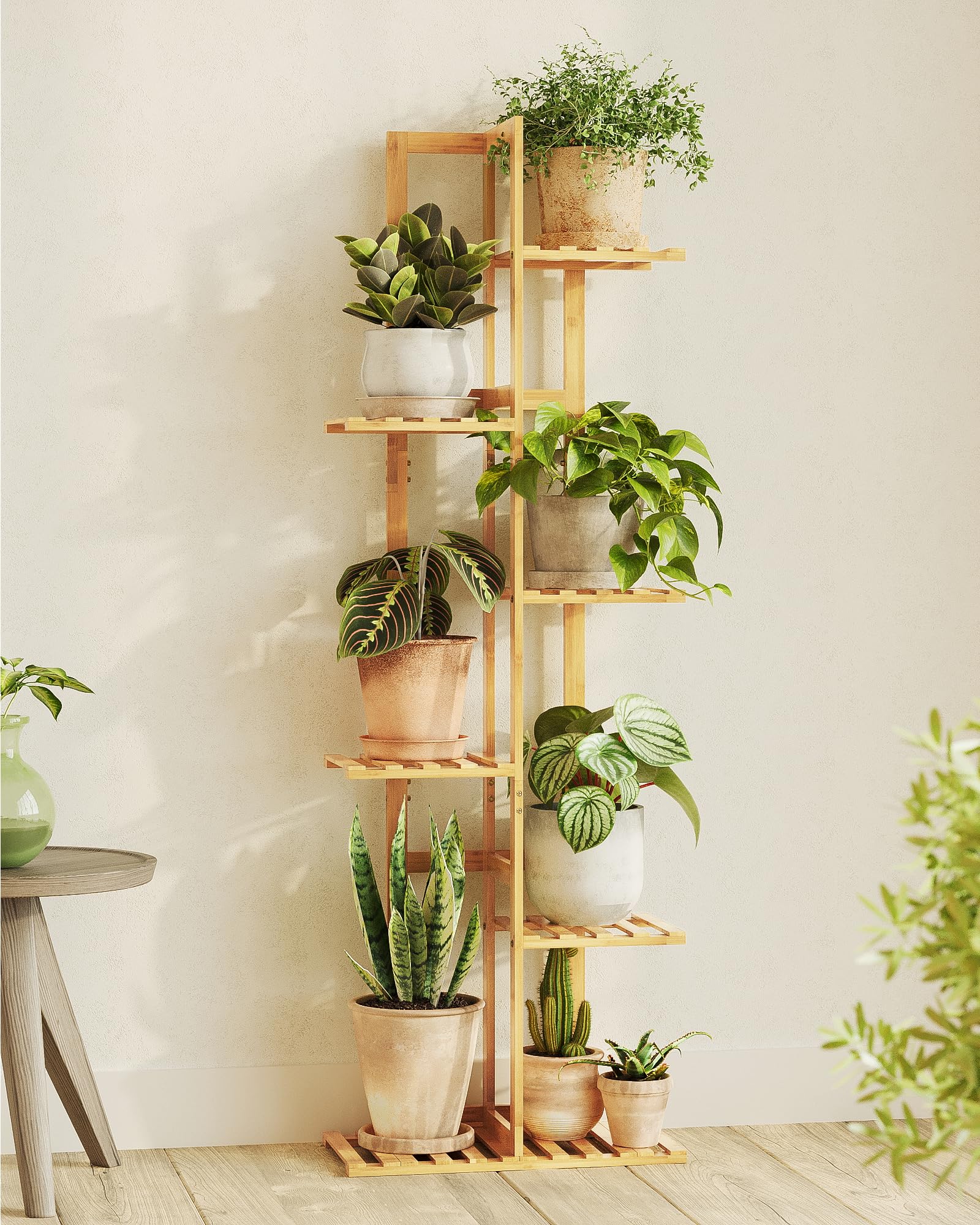 Bamworld bamboo stand side view highlights space-saving design for small rooms