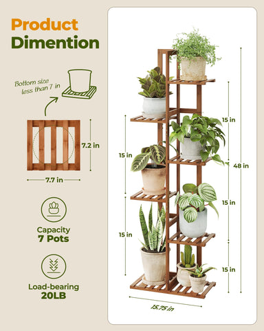 Bamworld bamboo plant stand on balcony demonstrates weather-friendly, humidity-tolerant display.