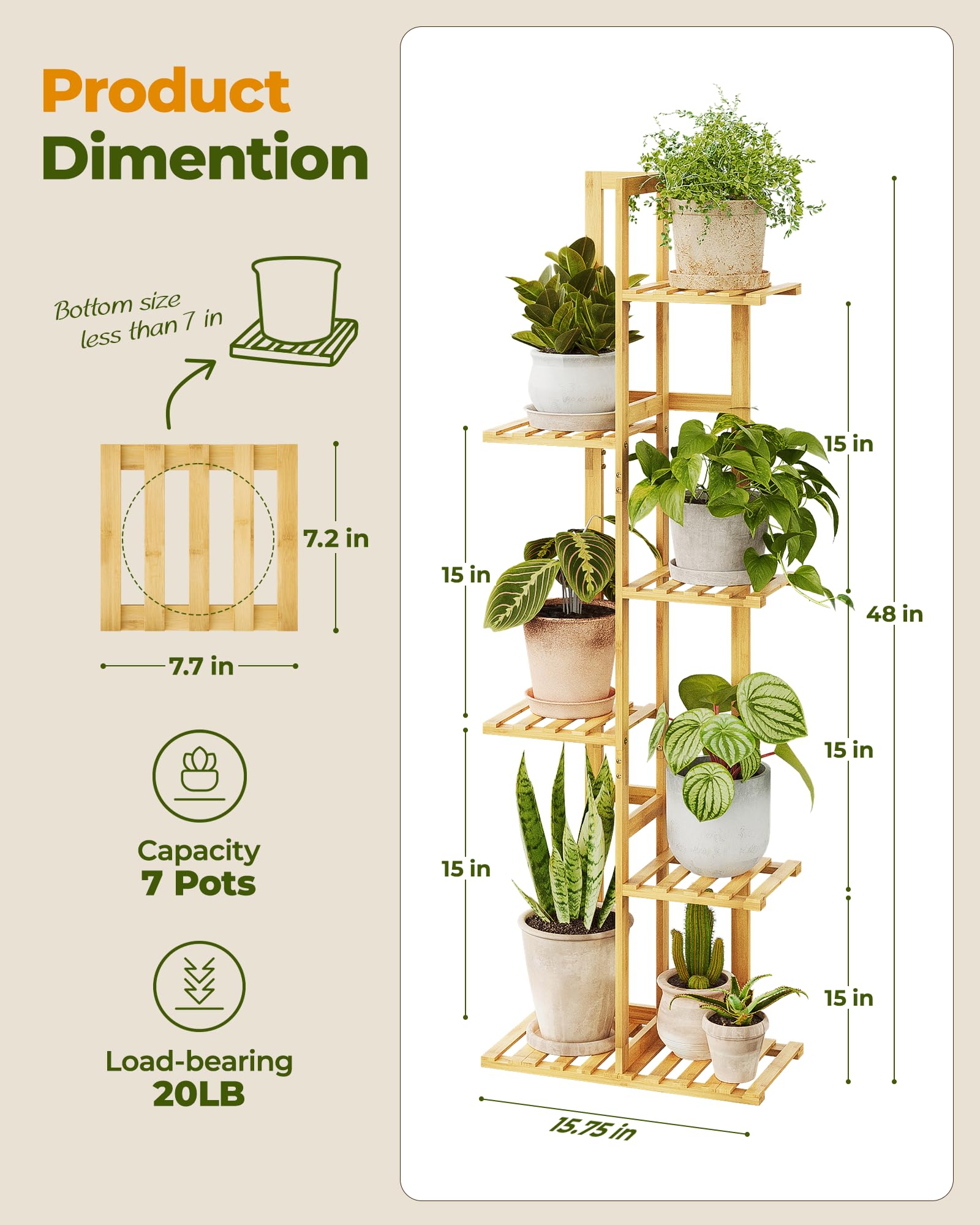 Bamworld 6-tier rack demonstrates sturdy load capacity for variety of pots