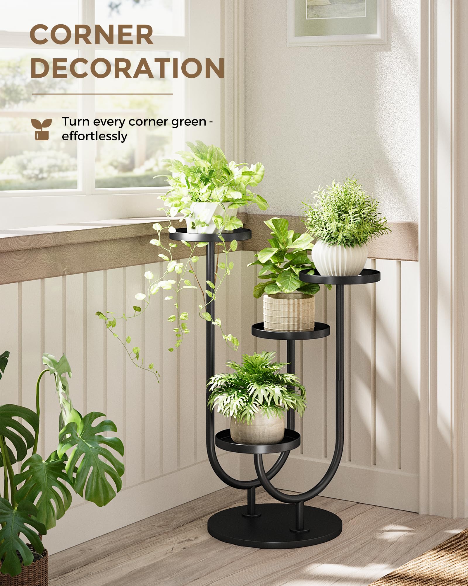 Bamworld black plant display elevating interior aesthetics and organizing tall plants