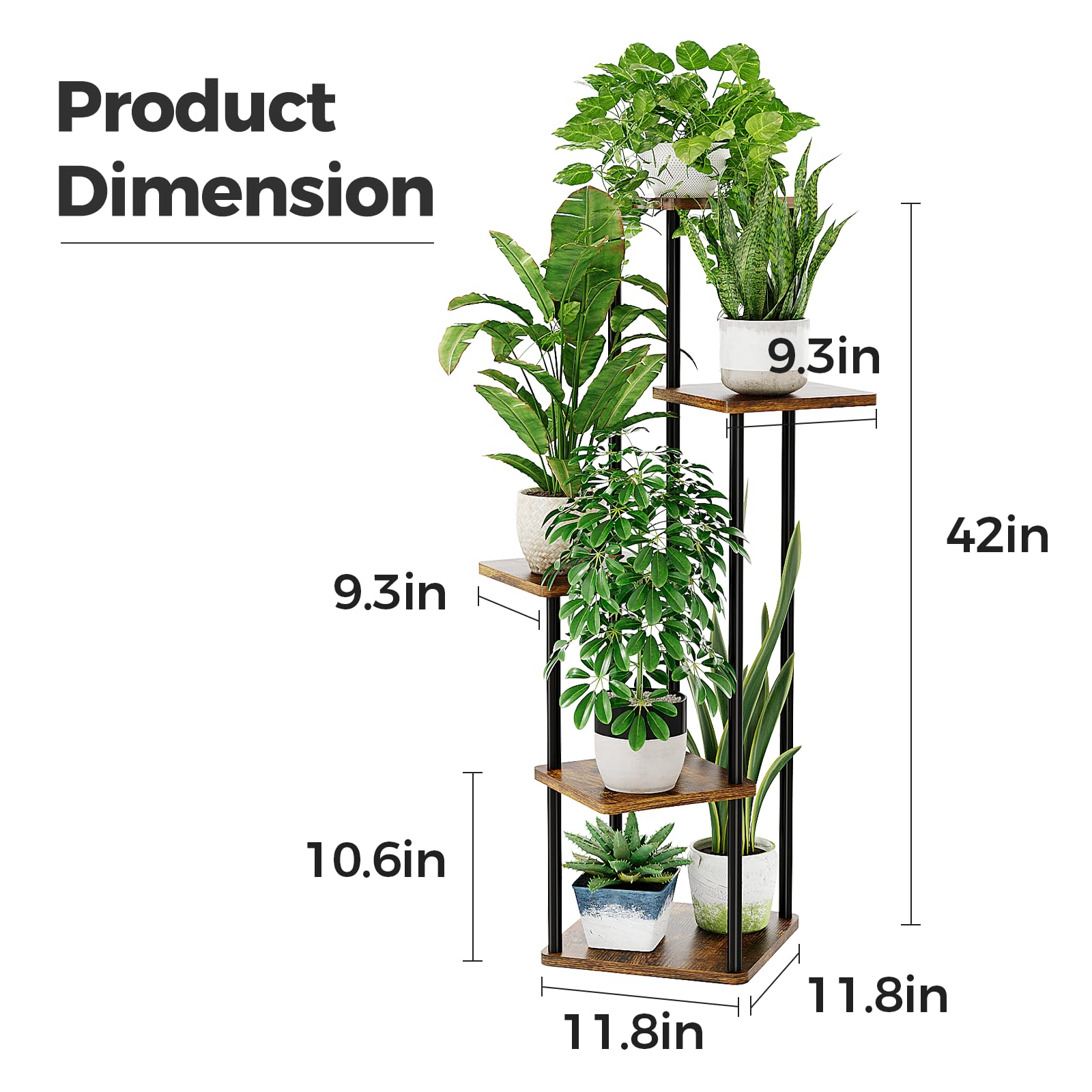 Bamworld brown 6-tier plant rack in balcony or living area setup.