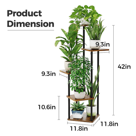 Bamworld brown 6-tier plant rack in balcony or living area setup.