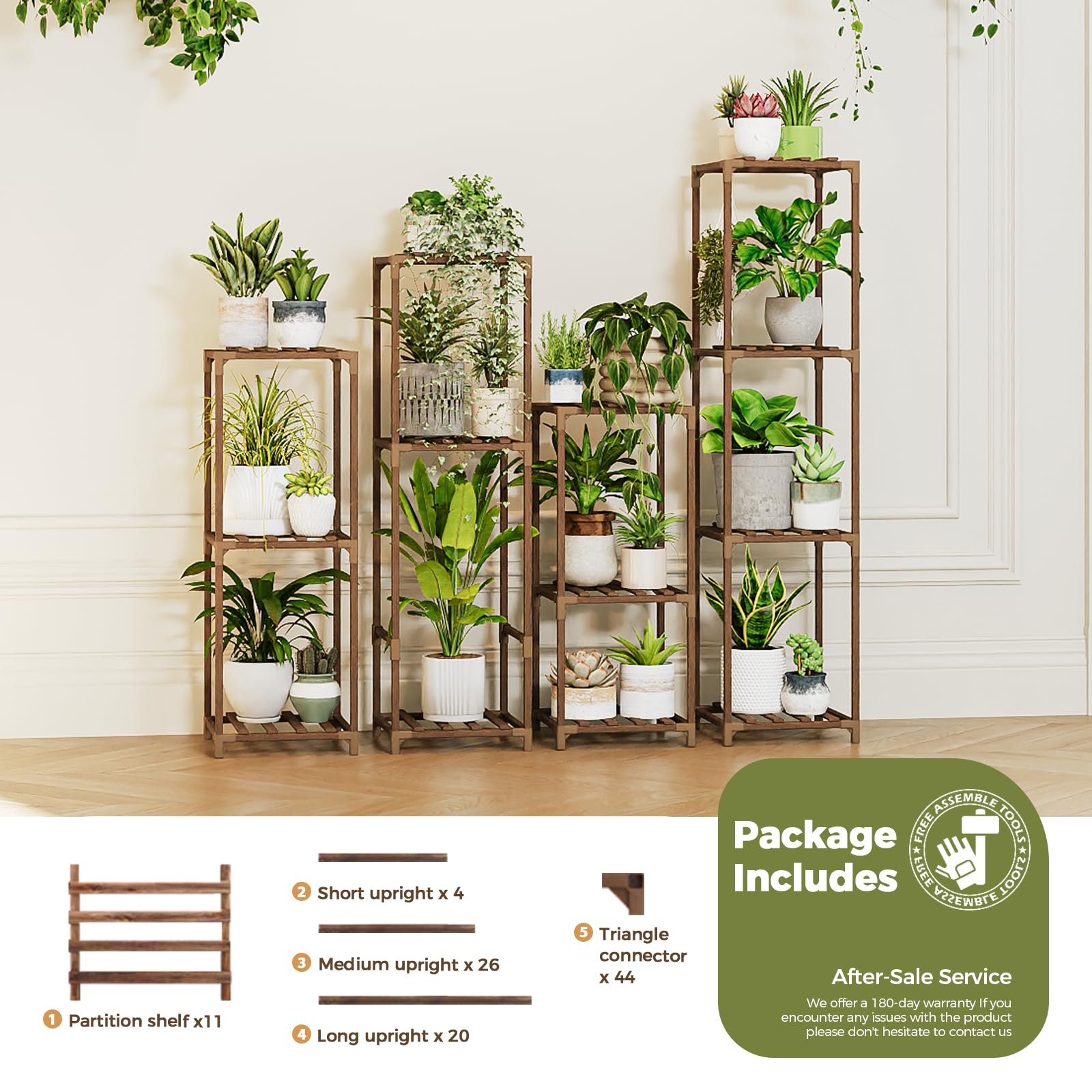 Bamworld carbonized wood plant stand waterproof finish supports longer outdoor use