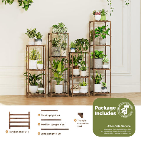 Bamworld carbonized wood plant stand waterproof finish supports longer outdoor use