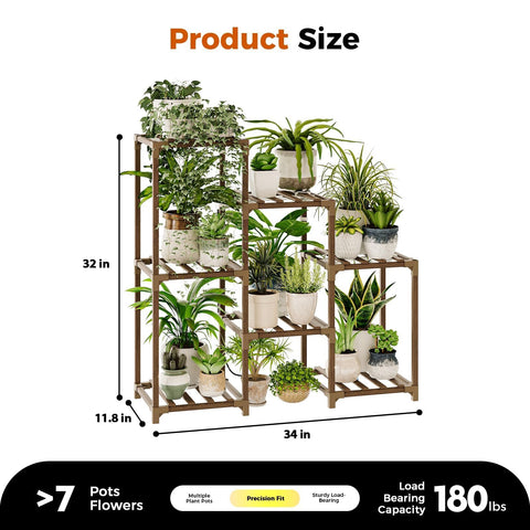 Bamworld carbonized eucalyptus wood plant stand emphasizing moisture resistance.