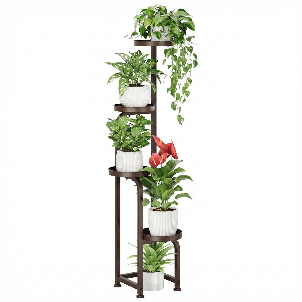 Bamworld corner plant stand 4-tier patio display for multiple sun-loving plants