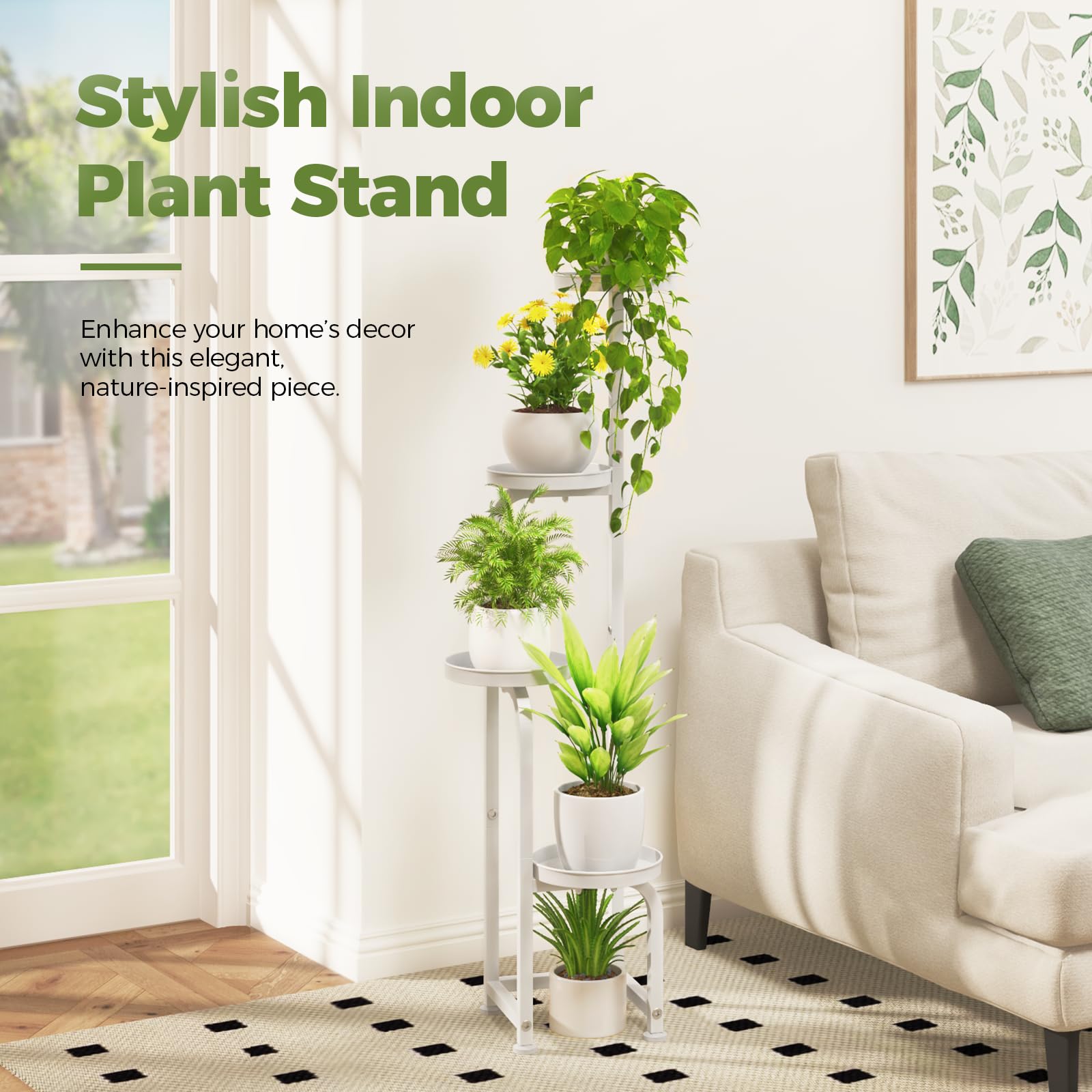 Bamworld Corner Plant Stand compact base fits tight corners.
