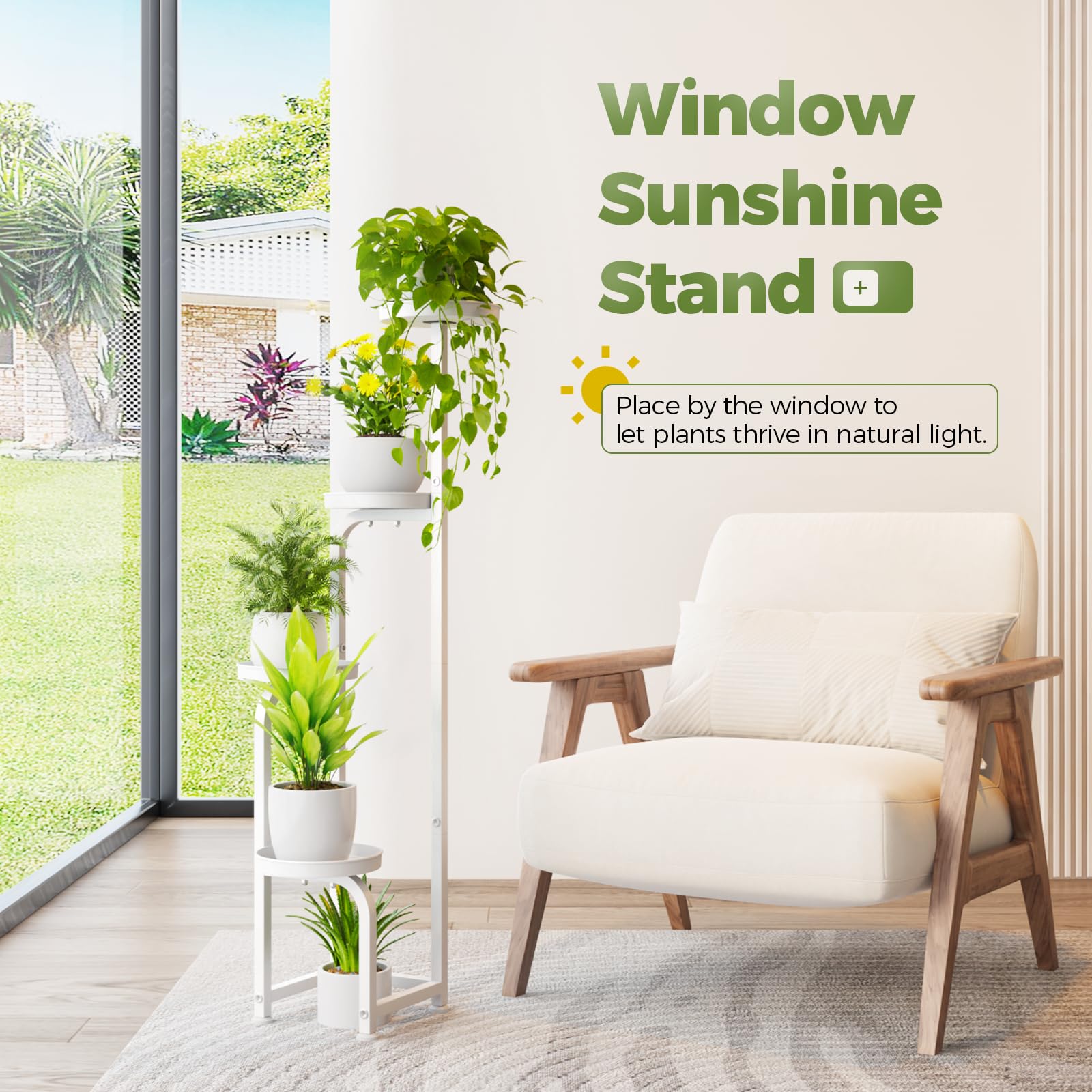 Bamworld Corner Plant Stand drainage trays prevent water buildup for healthy roots.