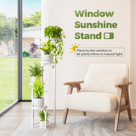 Bamworld Corner Plant Stand drainage trays prevent water buildup for healthy roots.