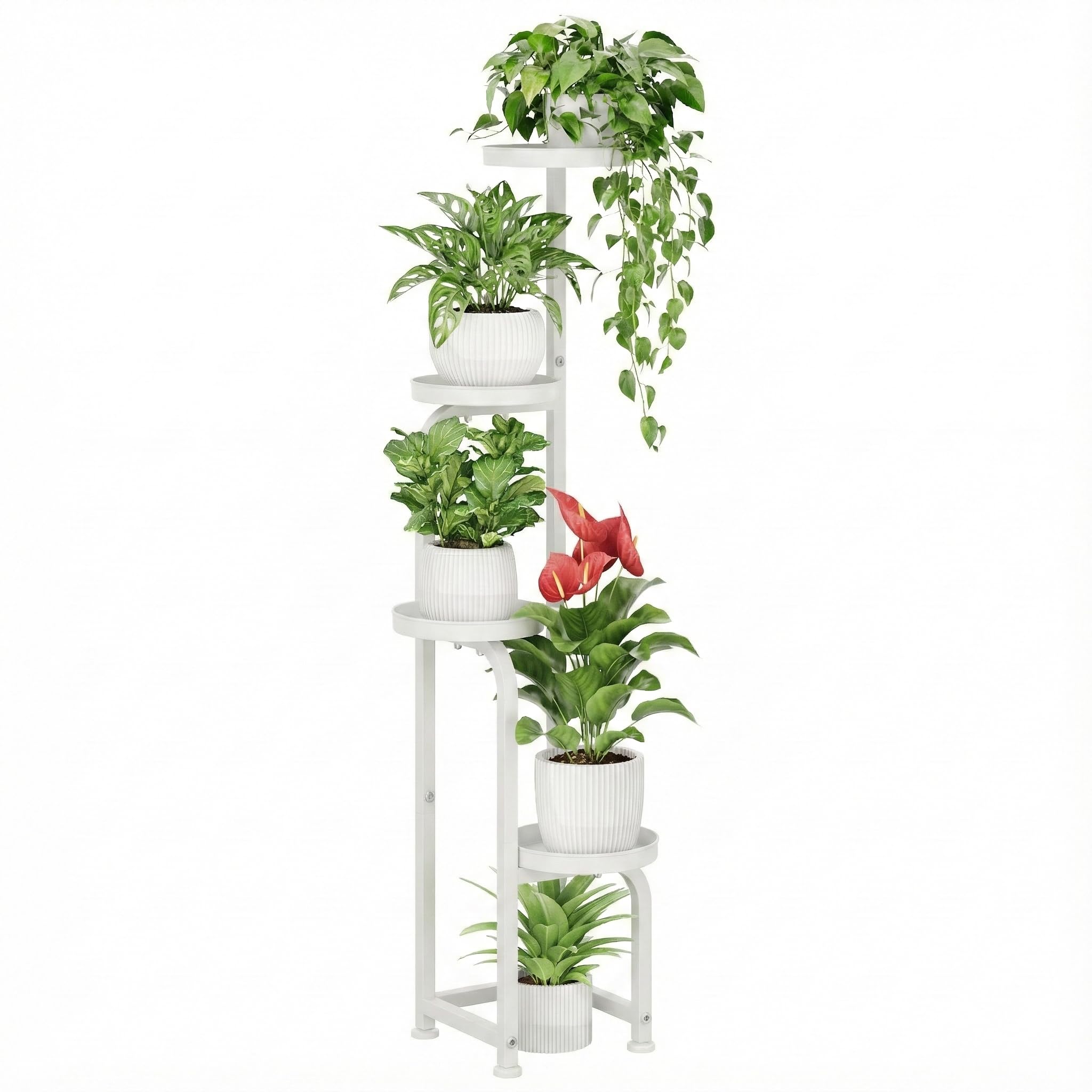 Bamworld Corner Plant Stand front view shows space-saving four-tier design.