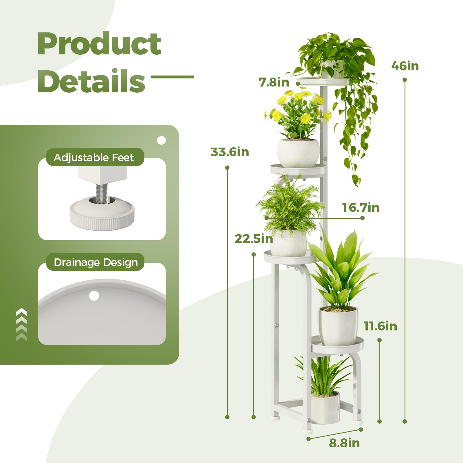 Bamworld Corner Plant Stand indoors in living room with plants.