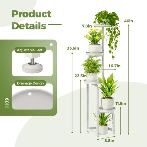 Bamworld Corner Plant Stand indoors in living room with plants.