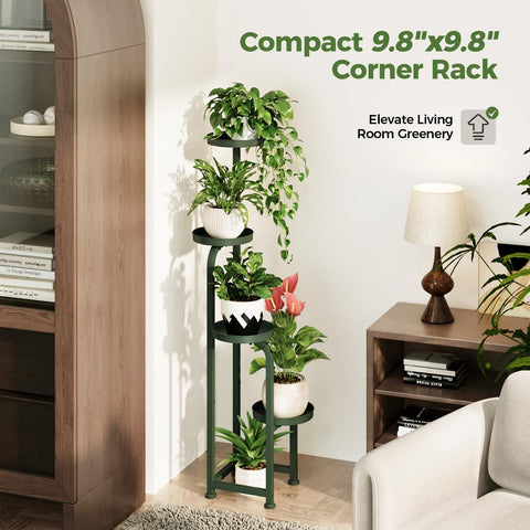 Bamworld Corner Plant Stand tall, four-tier design for versatile plant grouping.