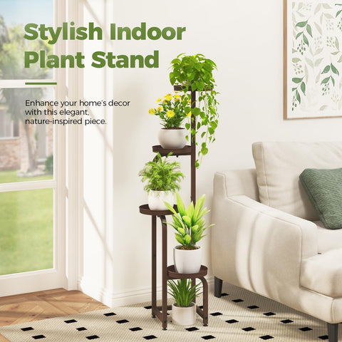 Bamworld corner plant stand adjustable feet keep level on uneven floors
