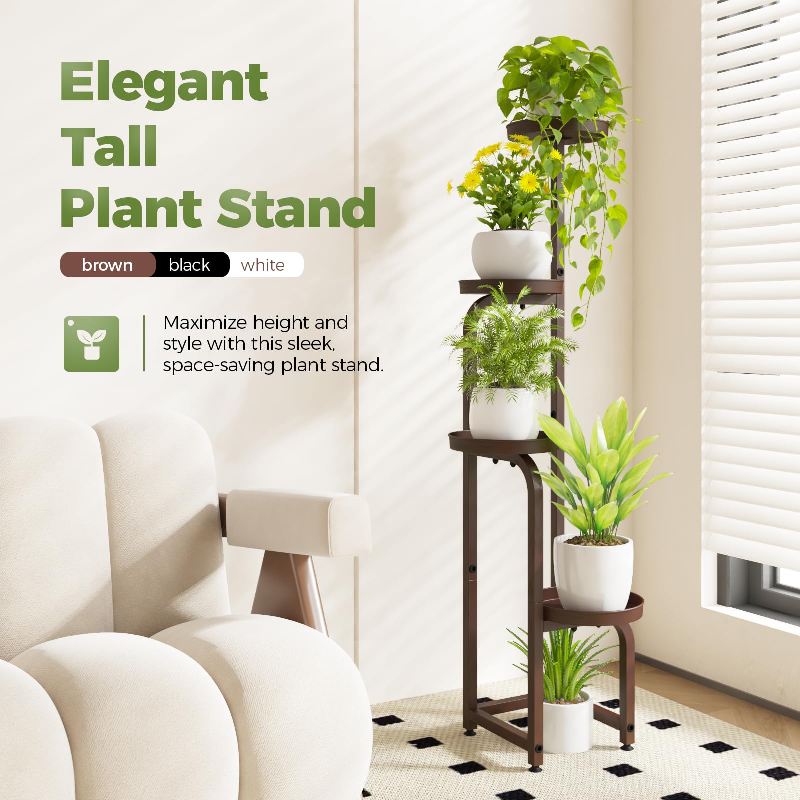Bamworld corner plant stand spiral design showcases plants with optimal light