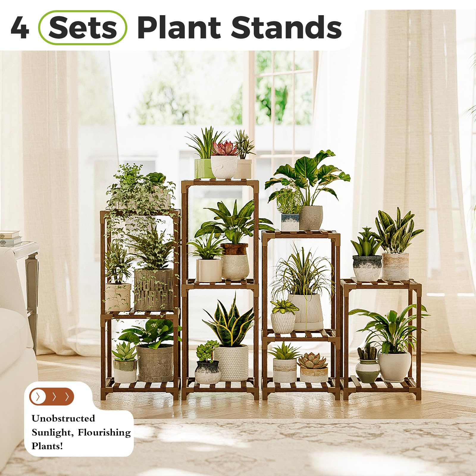Bamworld carbonized eucalyptus wood enhances durability on indoor or balcony displays.