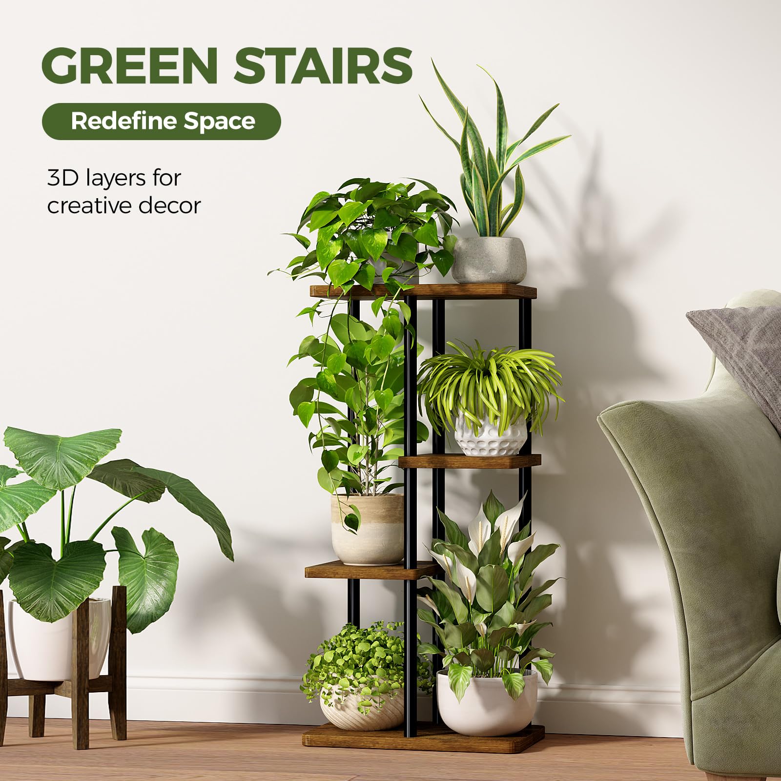 Bamworld durable metal frame plant rack highlights stability and easy maintenance