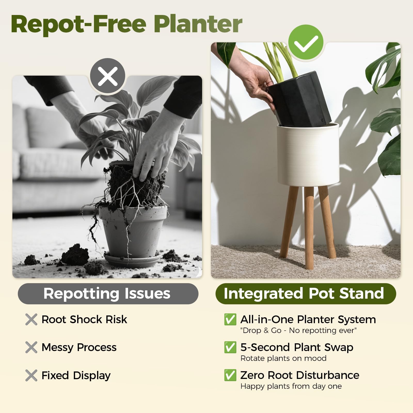 Bamworld easy-assembly flower stand ships ready to display small pots.