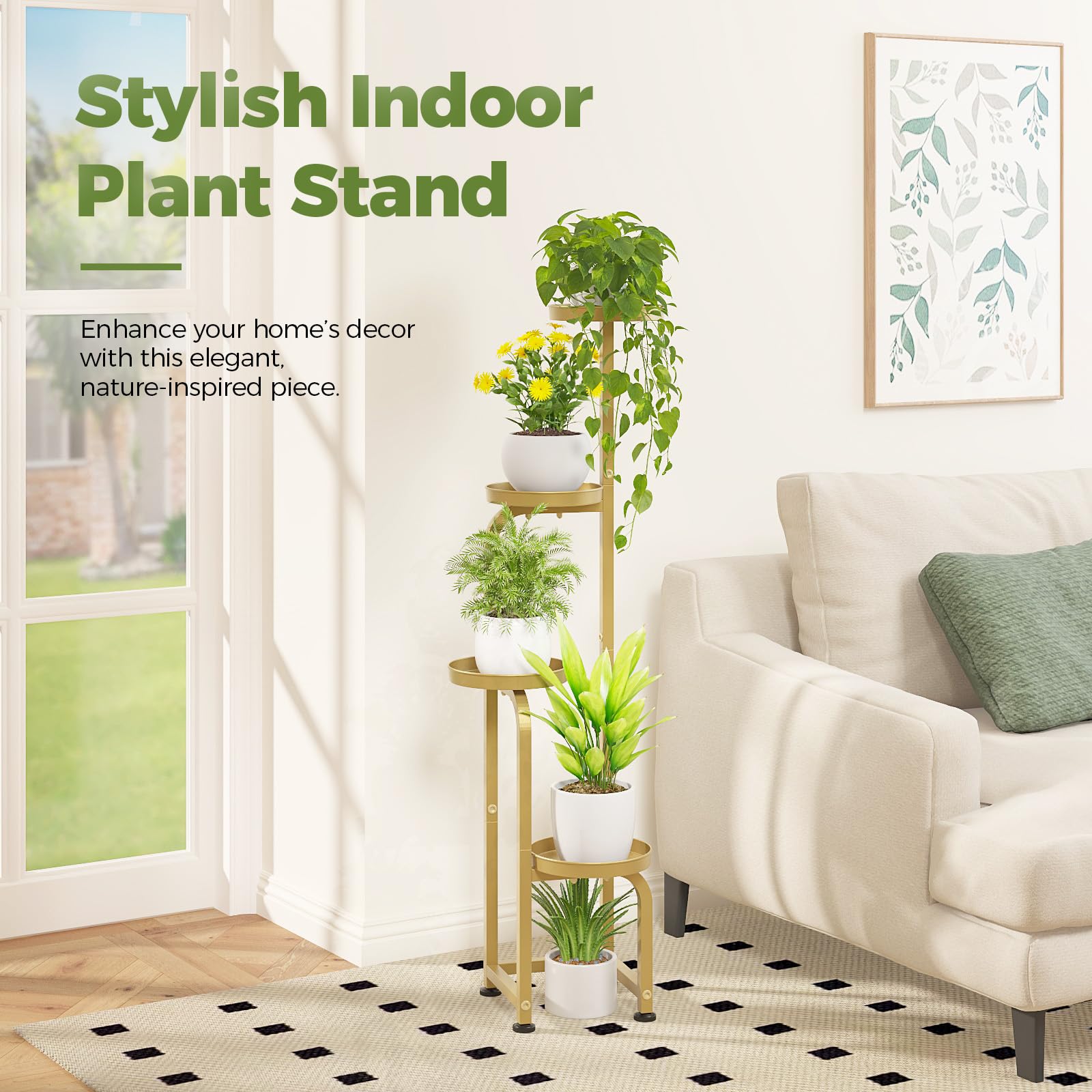 Bamworld easy-assembly metal plant stand installs quickly and elegantly.