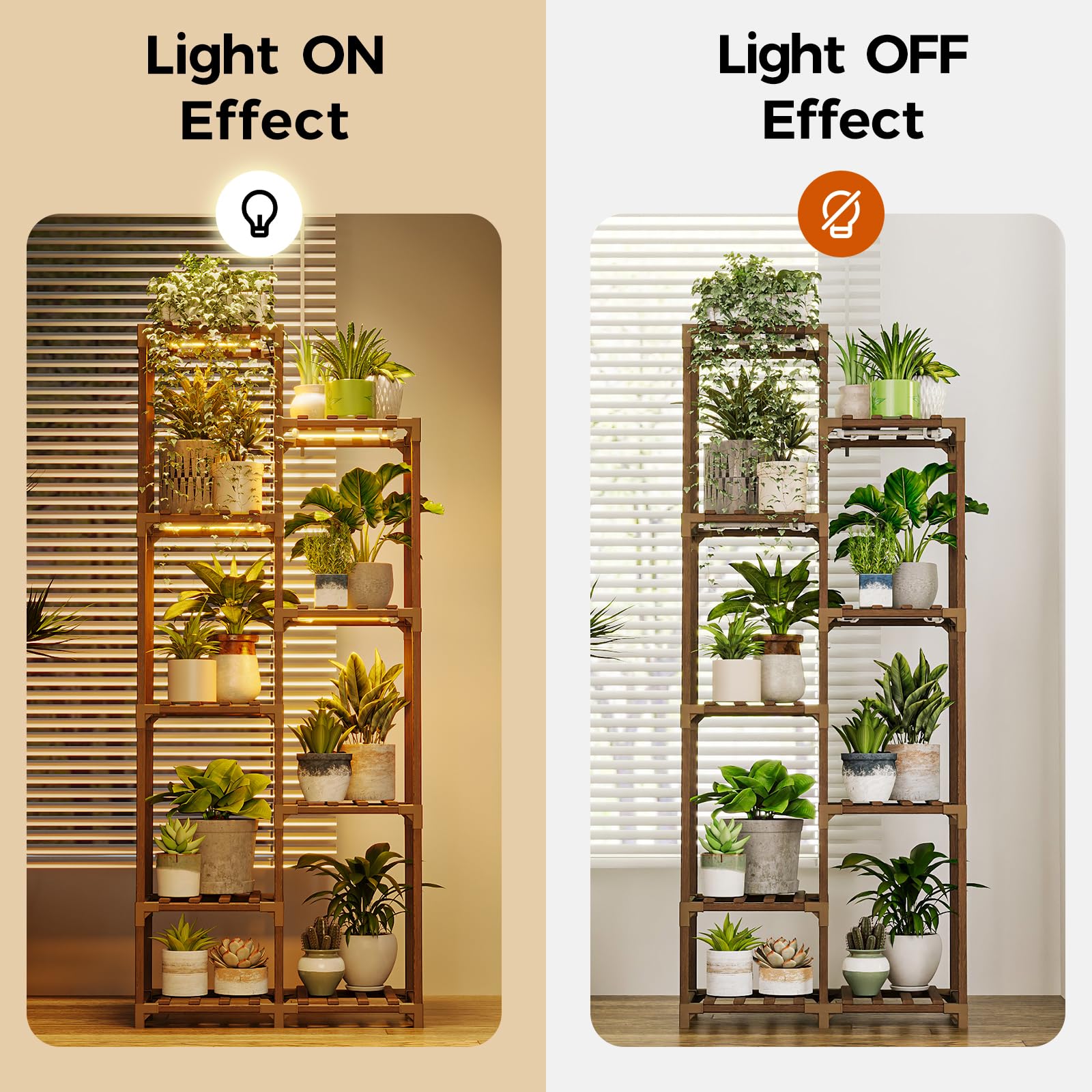 Bamworld screw-free, easy-install plant stand with triangular stability.