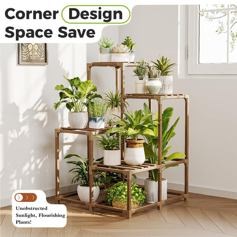 Bamworld eucalyptus wood plant shelf with durable, water-resistant design for daily use