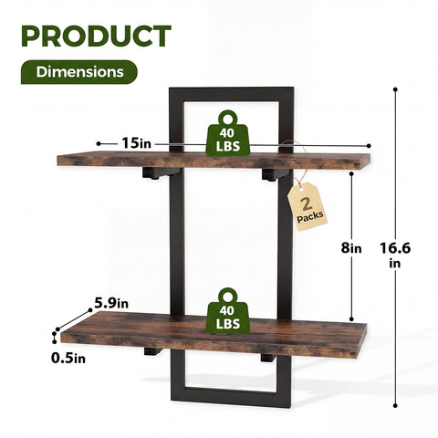 bamworld floating shelves closeup shows wood and iron frame durability.
