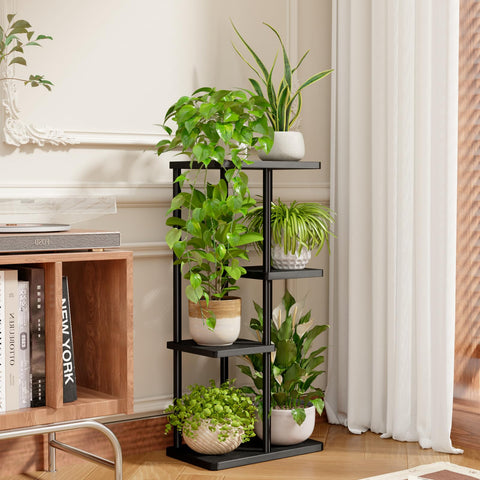 Bamworld four-tier plant rack showcases flowers or succulents in style.