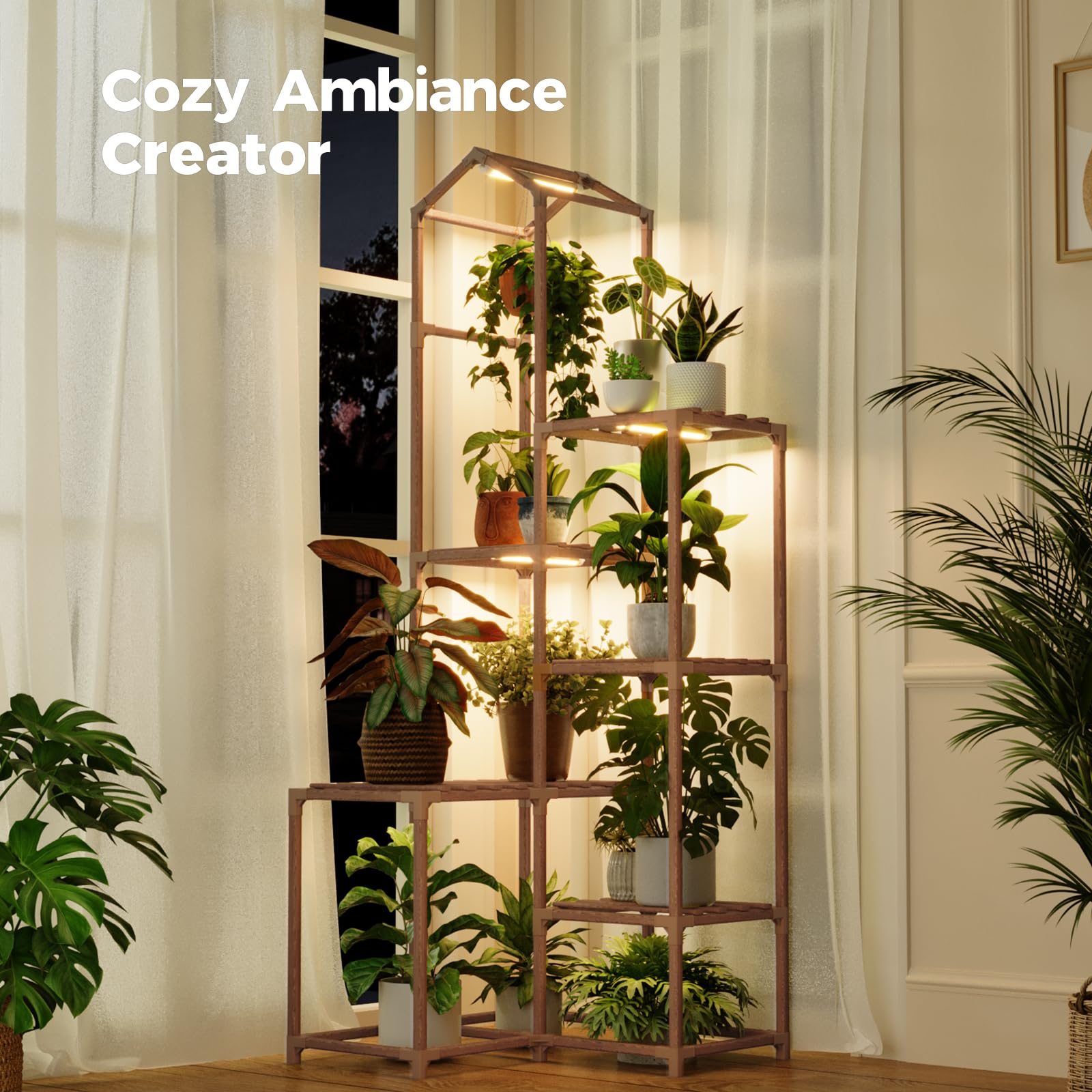 Bamworld grow light with 8 brightness levels highlighting a vibrant display