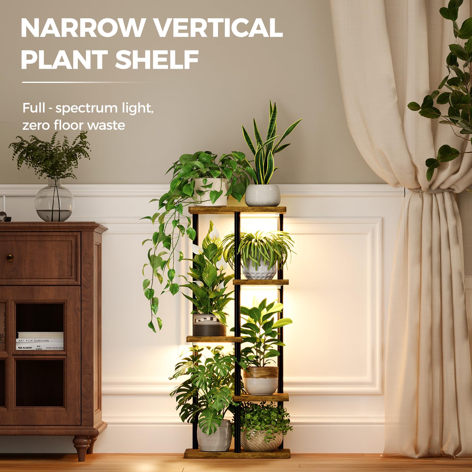 Grow light panel on Bamworld stand delivering full spectrum for vibrant, healthy-looking plants