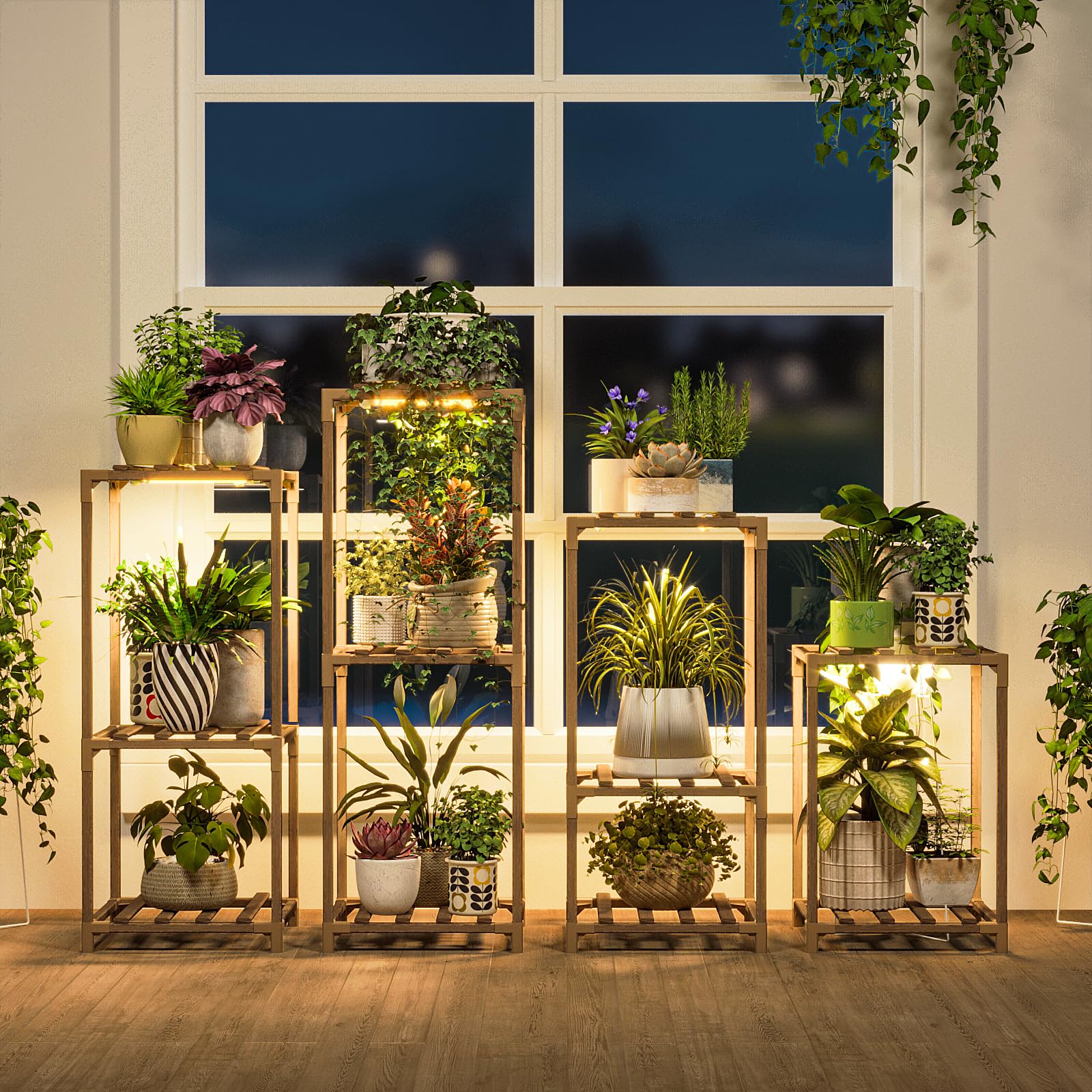 Bamworld grow light indoor plant stand with LEDs for seedlings