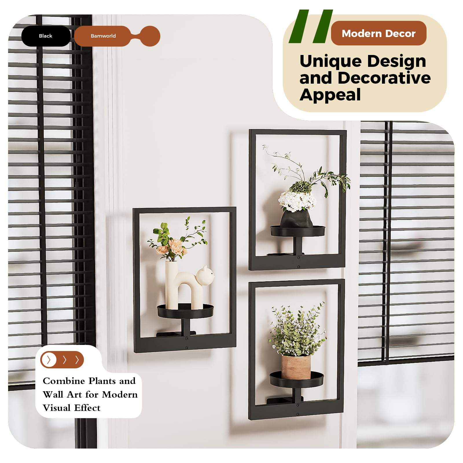 Bamworld hanging planters are built for indoor use and outdoor versatility with durable metal.