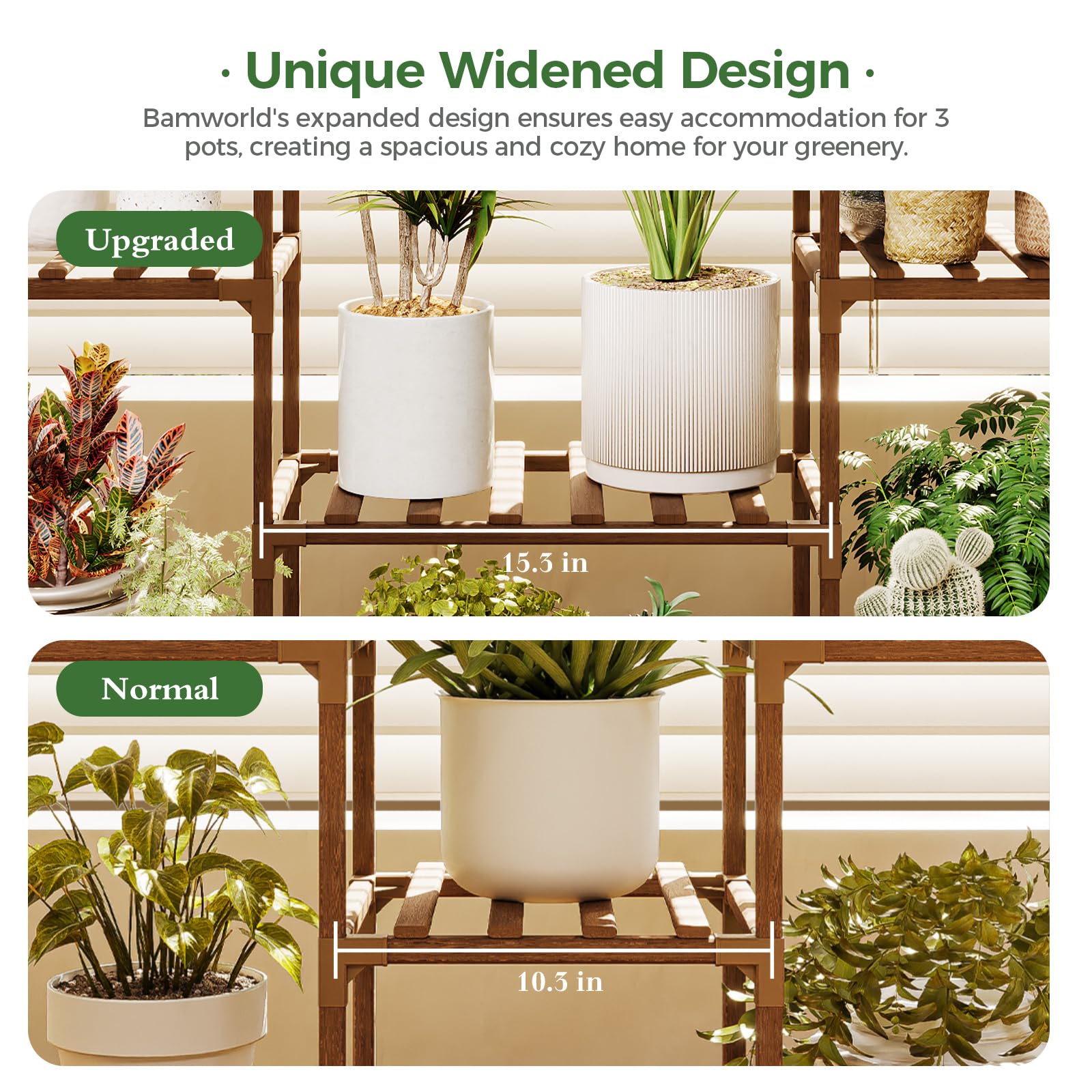 Bamworld sturdy design supports heavier pots below lighter ones.