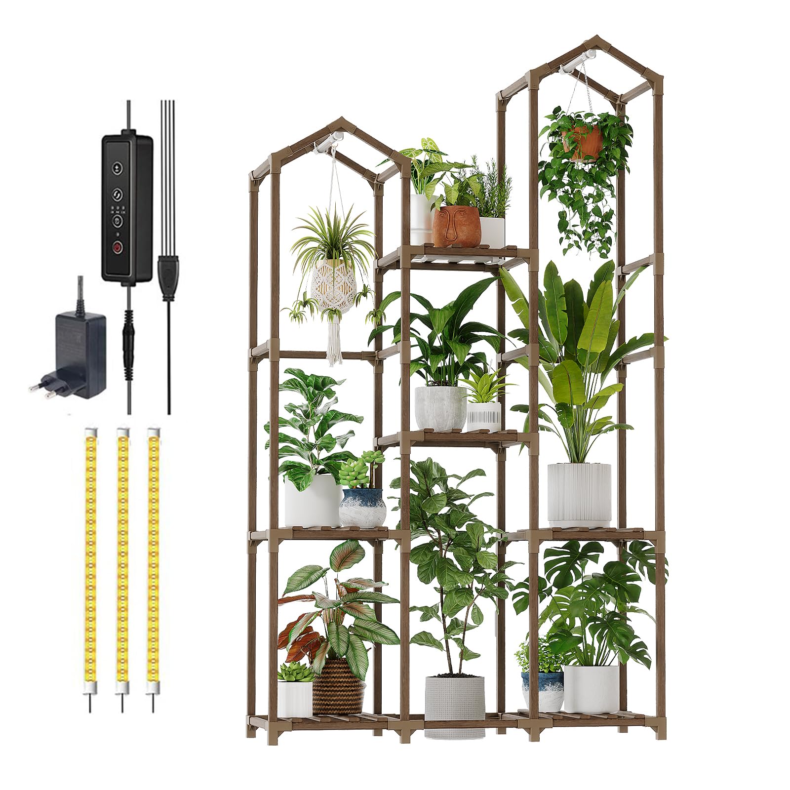 Bamworld indoor plant display enhances living room ambiance with warm lighting.