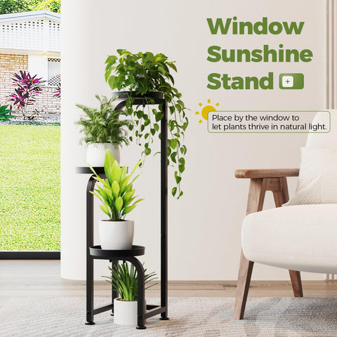 Bamworld indoor outdoor plant display, three-tier design maximizes light.