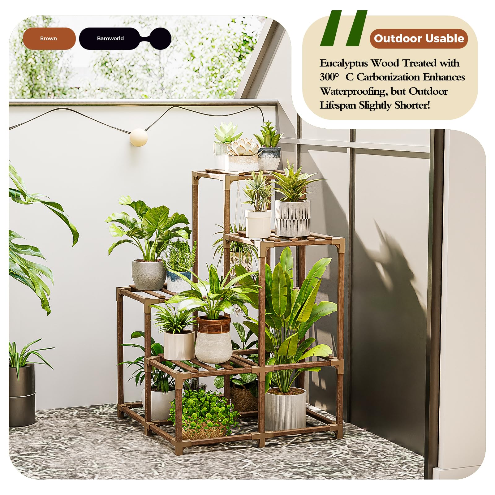 Bamworld indoor outdoor stand suitable for living rooms, patios, and balconies