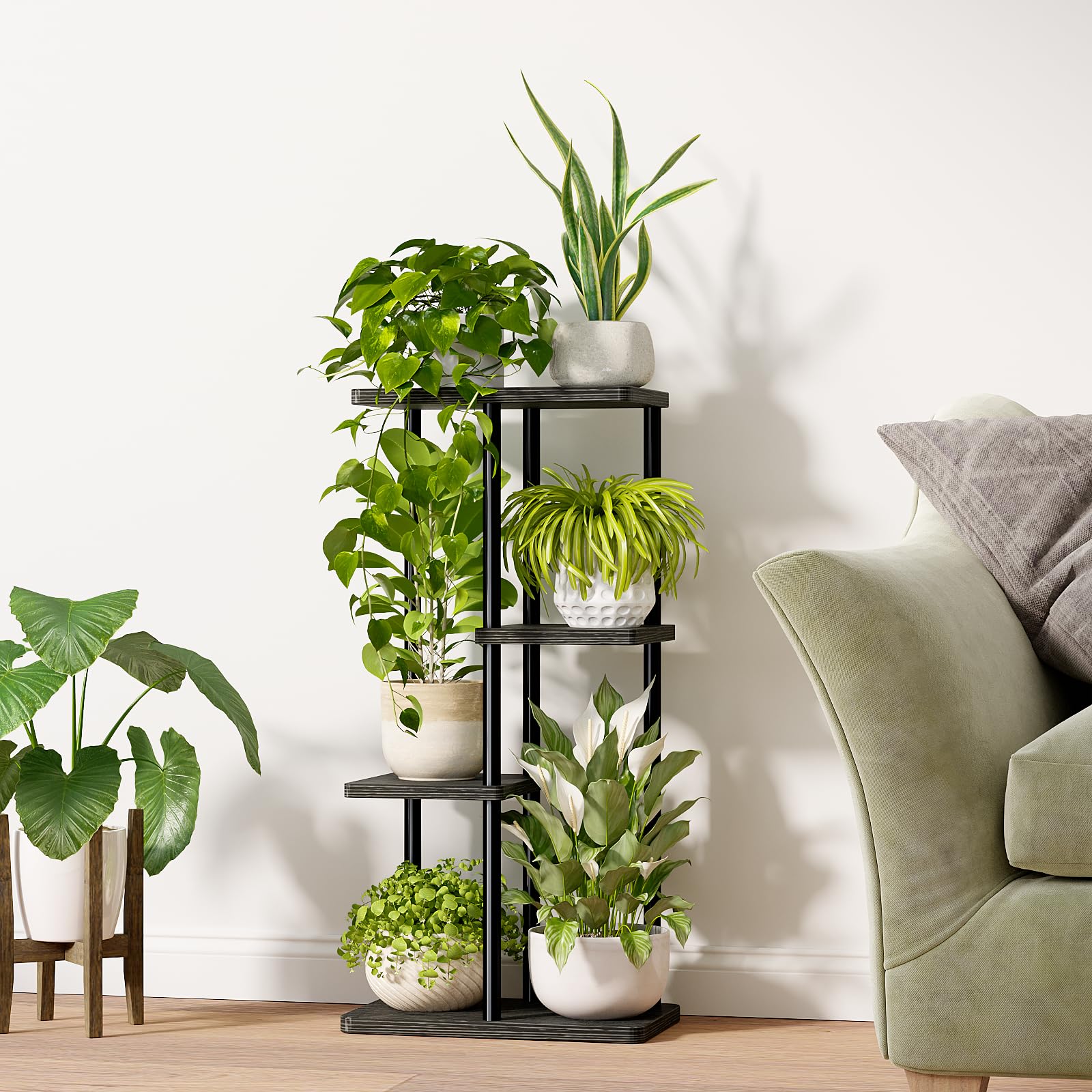 Bamworld indoor plant display stand keeps greenery organized and accessible.