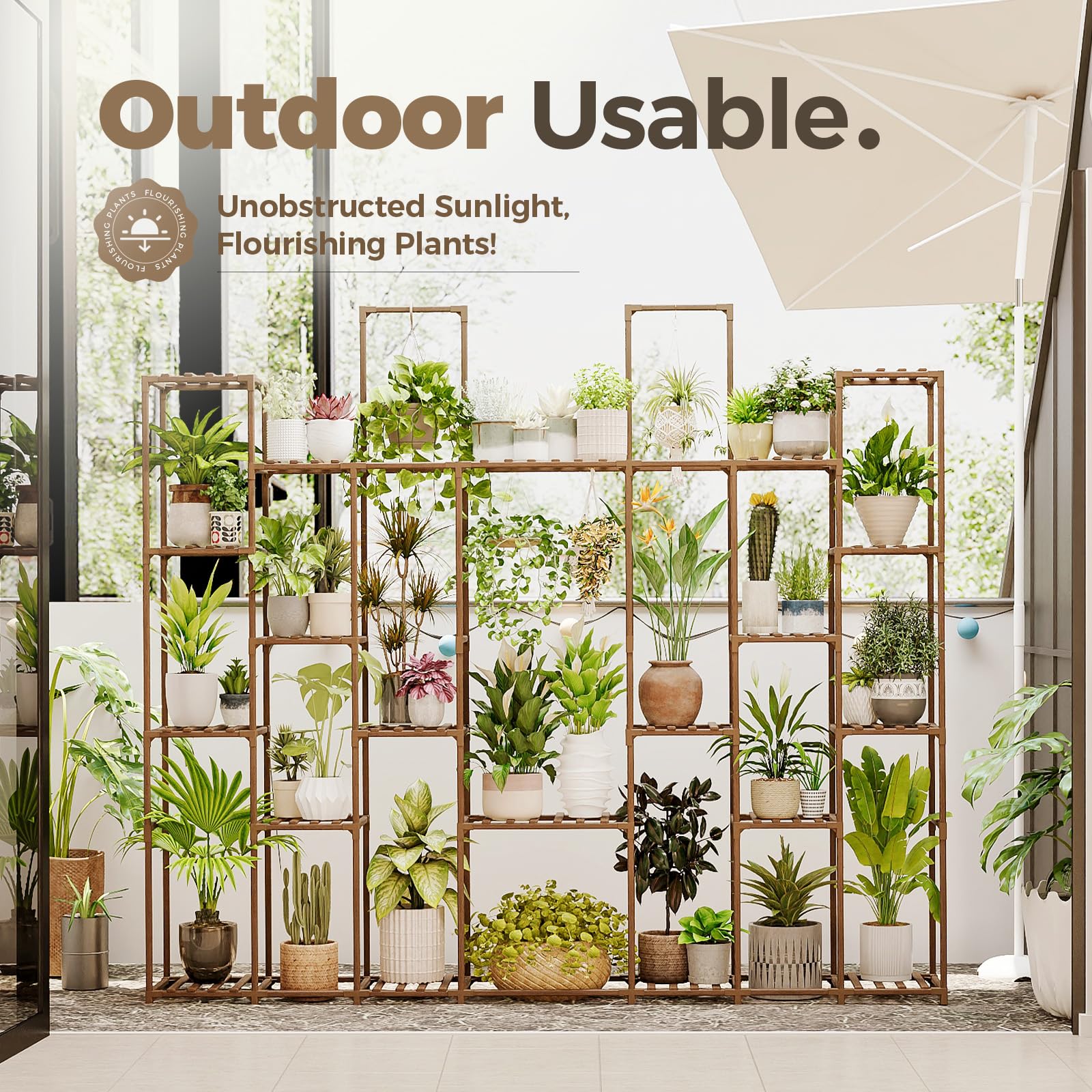 Bamworld large-plant-shelf brings vibrant greenery and an organized display to any space