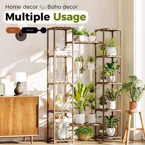 Bamworld large plant stand carbonized wood emphasizes durable, moisture-resistant construction