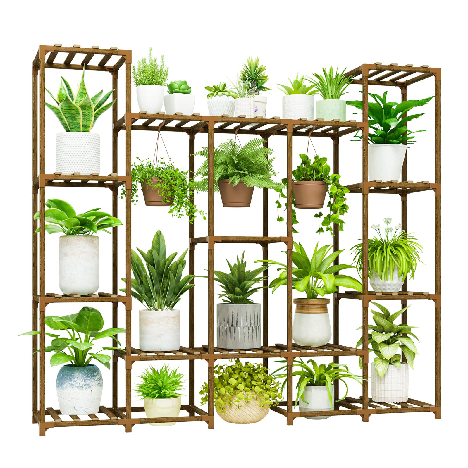 Bamworld large plant stand for indoor-outdoor display with multiple pots