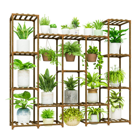Bamworld large plant stand for indoor-outdoor display with multiple pots