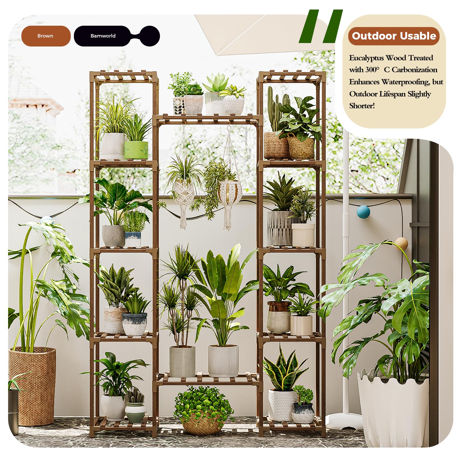 Bamworld large plant stand upgraded shelves revealing a 12-level arrangement for diverse plant collection