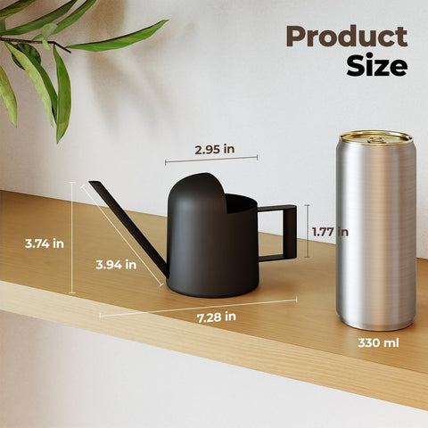Bamworld long-spout watering can close-up, precise reach for pots.