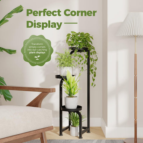 Bamworld metal plant stand, sturdy design for living spaces.