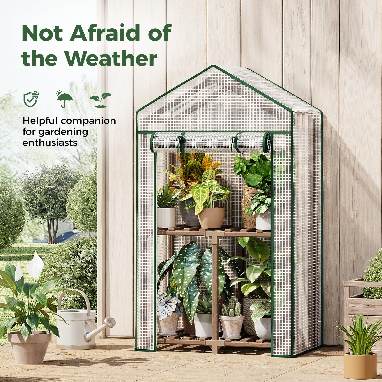 Bamworld 2-Tier Shelving holds pots and seed trays securely